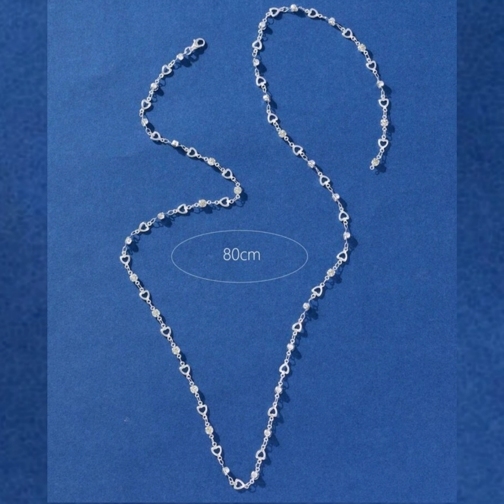 NWT Crystal Silver Hollow Out Heart Y-Shaped Necklace - Picture 5 of 5
